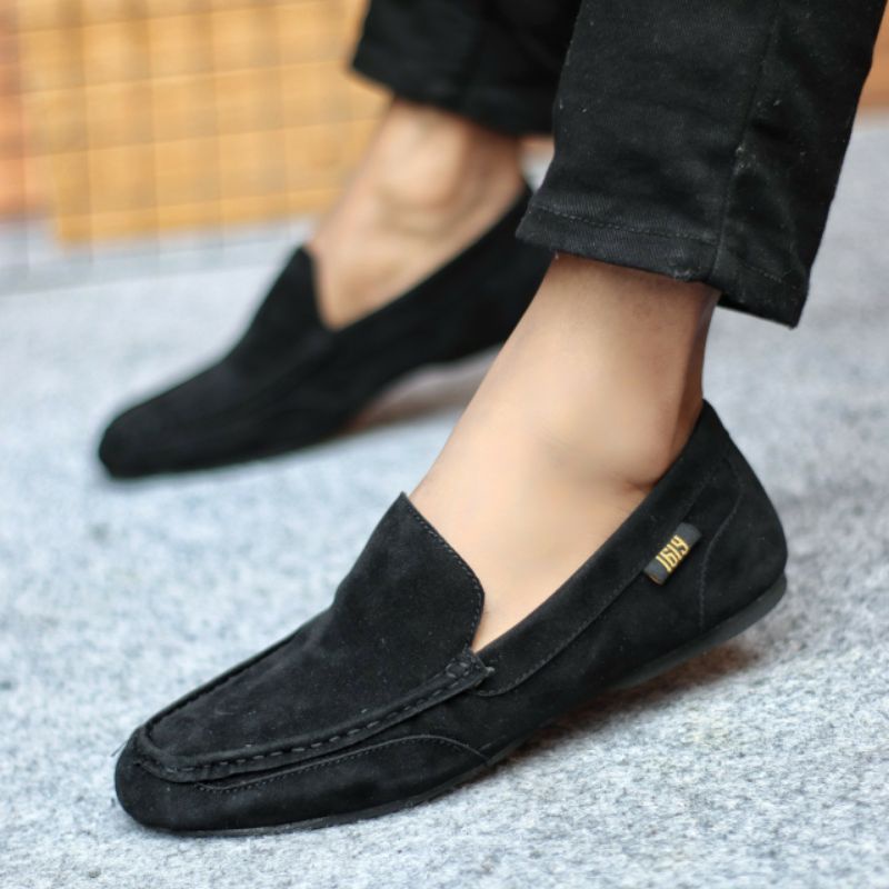 MODMEX BLACK Sepatu Slip On Pria Spatu Casual Santai Main Selop Santai Slop Kerja Kondangan Keren Murah