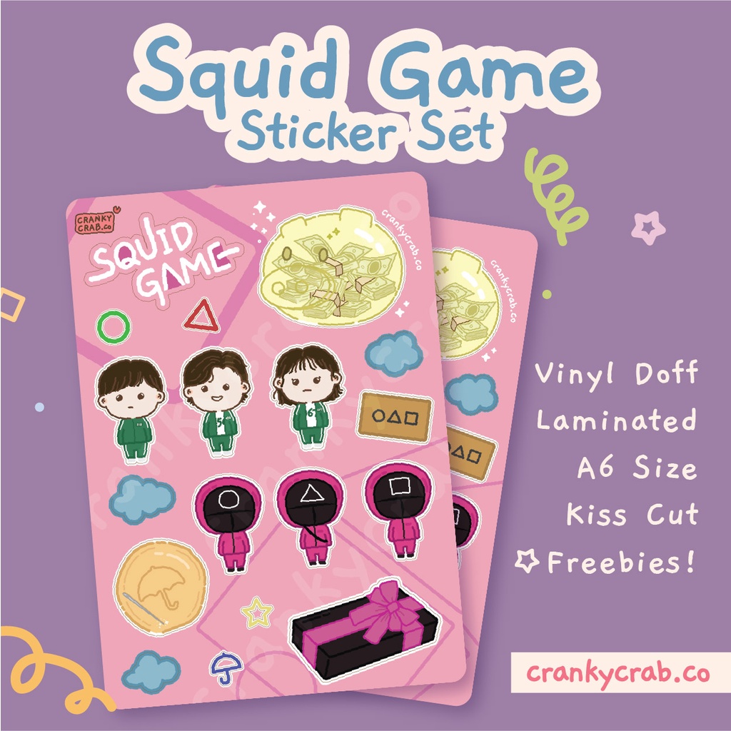 

Squid Game Sticker Sheet | crankycrab.co - Fanmade Merchandise