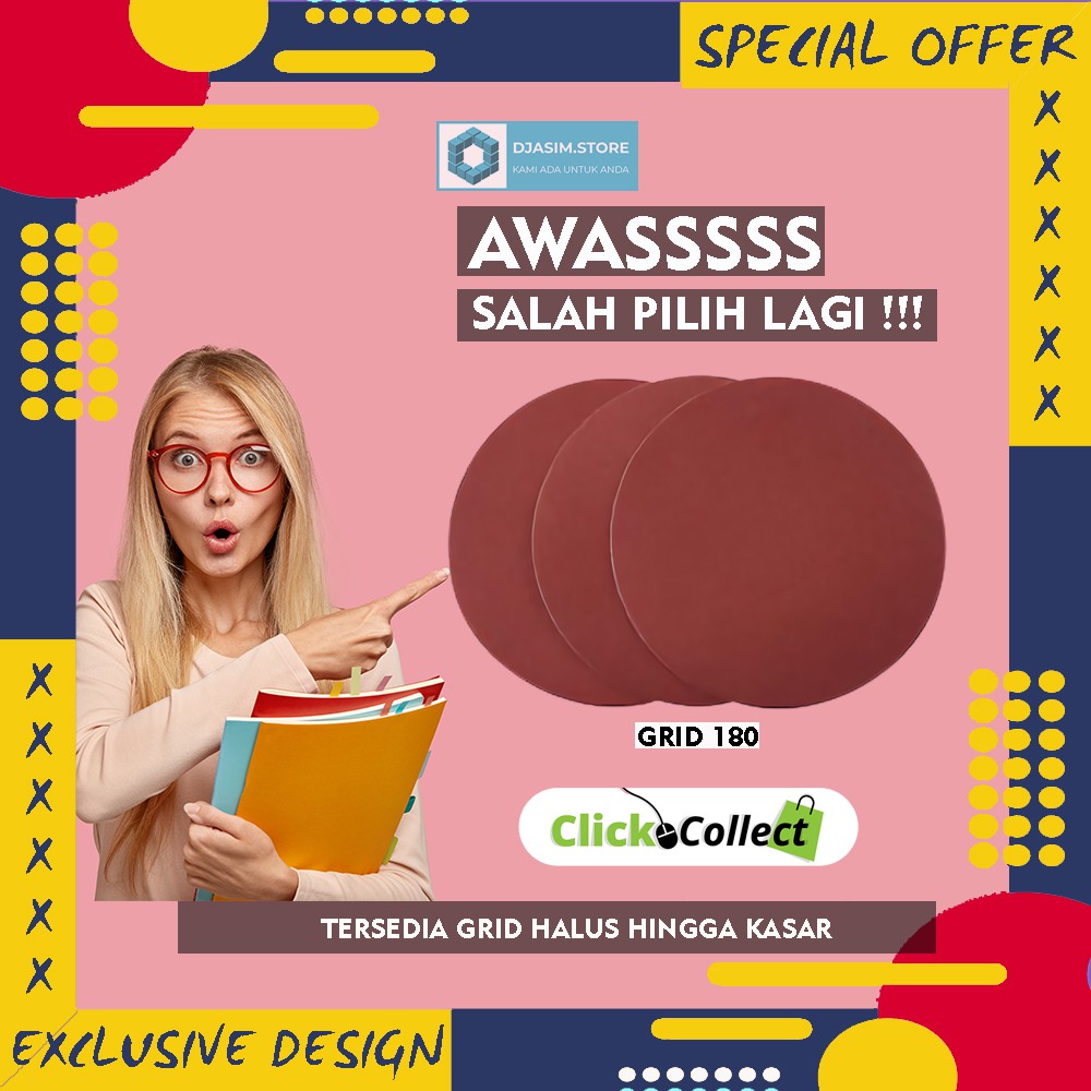 Amplas gerinda tangan alat penghalus kayu Velcro Bulat Grid 180