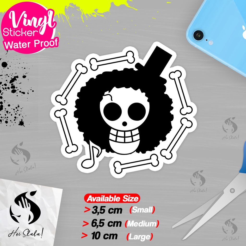 

Stiker One Piece Brook Pirate Flag Logo Sticker Anime Jepang Bahan Vinyl Anti Air