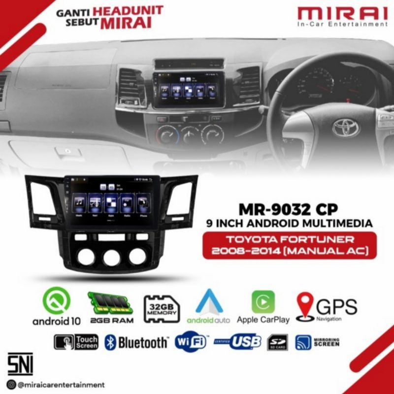 HEAD UNIT ANDROID MIRAI 9032CP HILUX LAMA