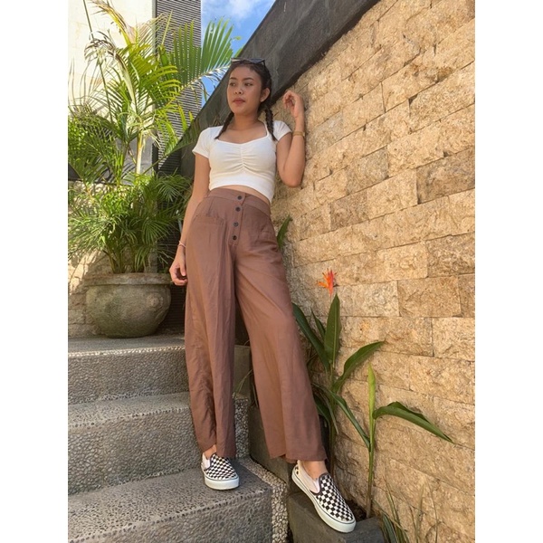 Celana Kulot HW  Kancing + Kantong Rayon Premium
