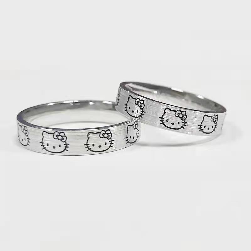 Cincin Alloy Lapis Silver Model Kucing Simpel Untuk Wanita