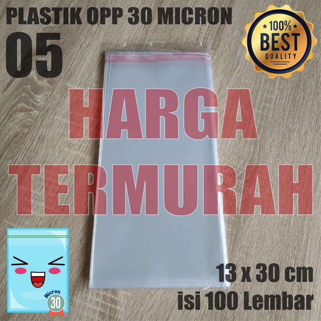 Plastik Opp 13x30 cm Plastik Seal Plastik Opp Lem Plastik Kemasan Tebal 30 Micron