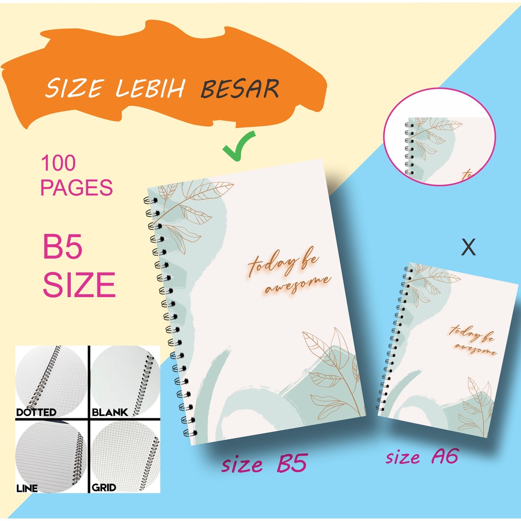 

NOTEBOOK JURNAL B5 BUKU CATATAN BUKU TULIS DIARY AGENDA PLANNER SPIRAL AESTHETIC