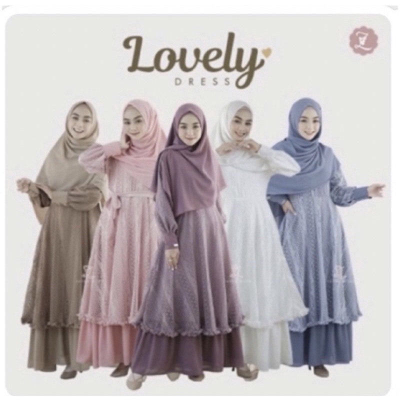 LOVELY DRESS SET  MOON, NIAGARA, COCONUT, VIOLA, TULIP, DAN KHIMAR SQUARE/PASHMINA