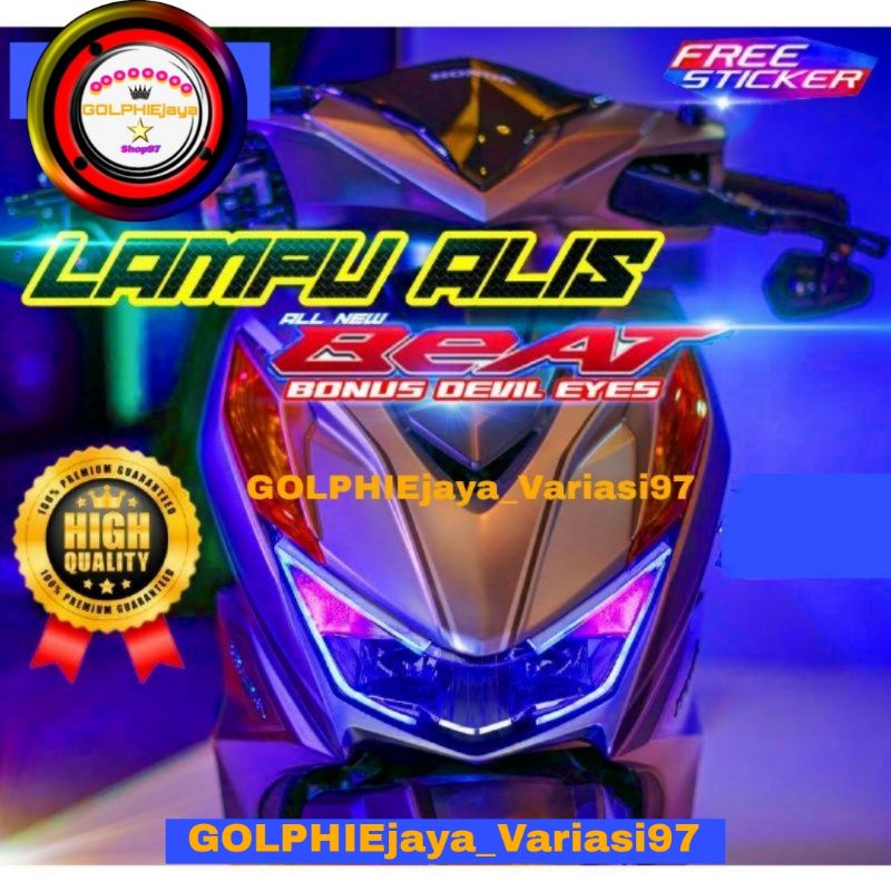 PAKET LENGKAP LAMPU ALIS DRL BEAT DELUXE TERABRU 2020-2022 / LAMPU ALIS DRL FREE MATA LED DEVIL EYES