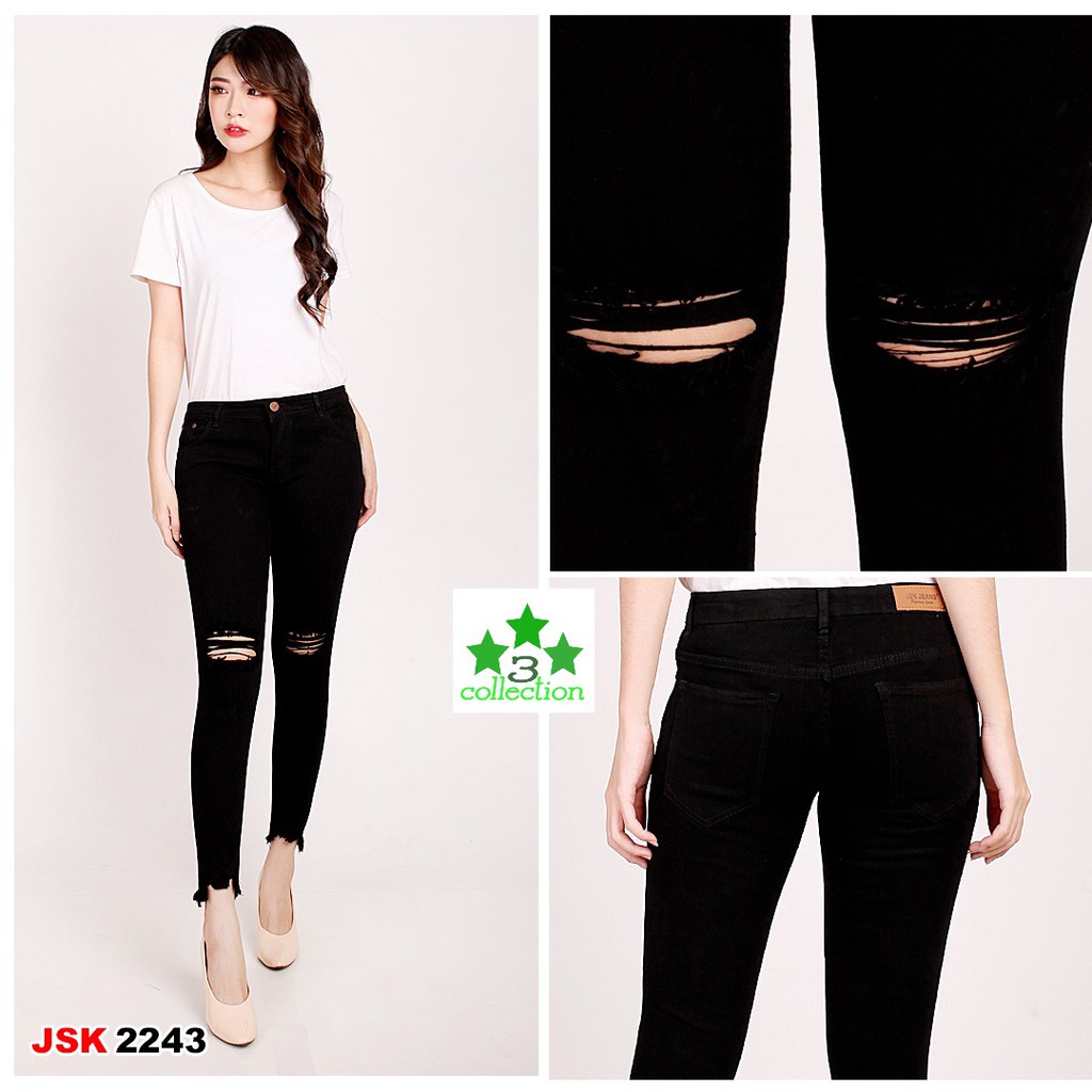 Celana Jeans wanita 7/9-Celana Jeans Sobek Lutut-Jeans Wanita Strecth 7/9- Jeans Wanita Sobek 7/9
