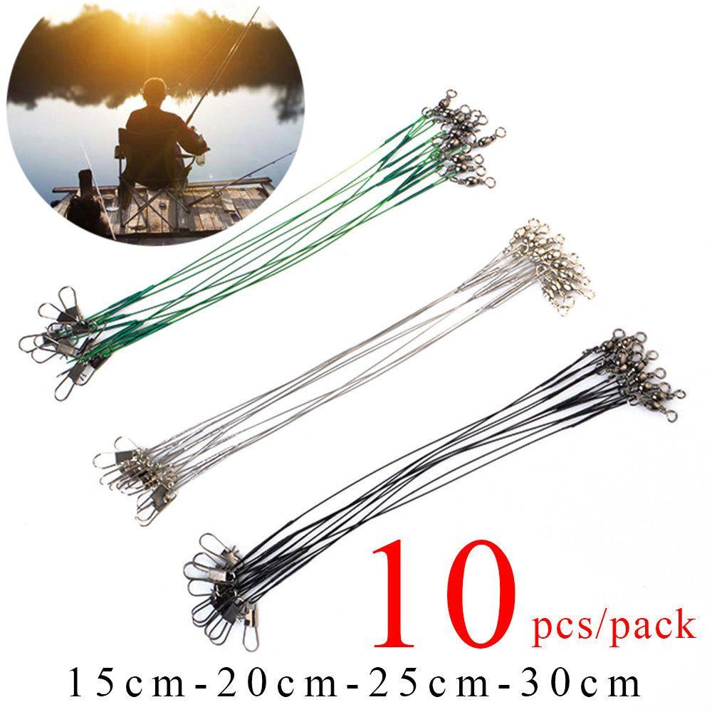 TOP 10pcs Jejak Kawat Baja Aksesori Olahraga Safety Snap Steel Wire Leader Dengan Kait Umpan Pancing