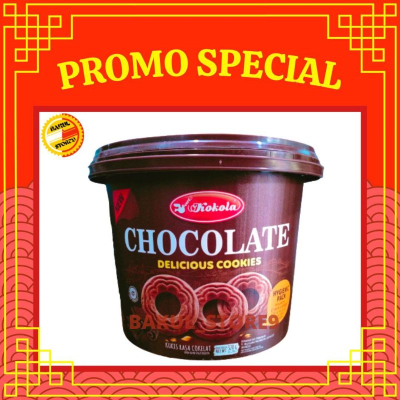 KOKOLA DELICIOUS COOKIES CHOCOLATE / COCONUT 320 GRAM KALENG