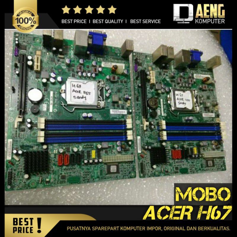 Motherboard Mainboard Mobo ddr3 Intel Pc Acer H67 1155 4 slot Sandy Original Murah