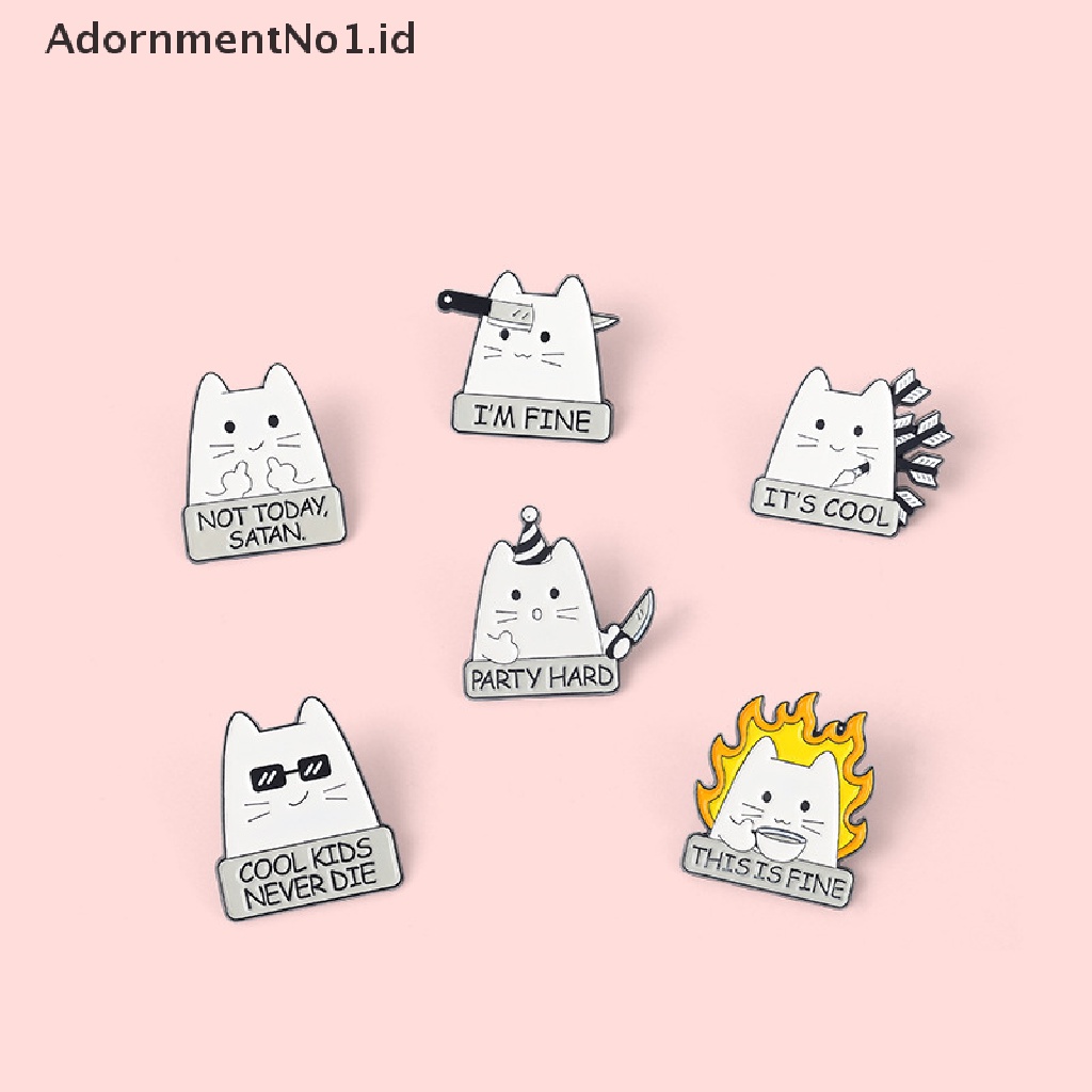 (AdornmentNo1) 1pc Bros Pin Enamel Desain Kartun Kucing Untuk Unisex (ID)