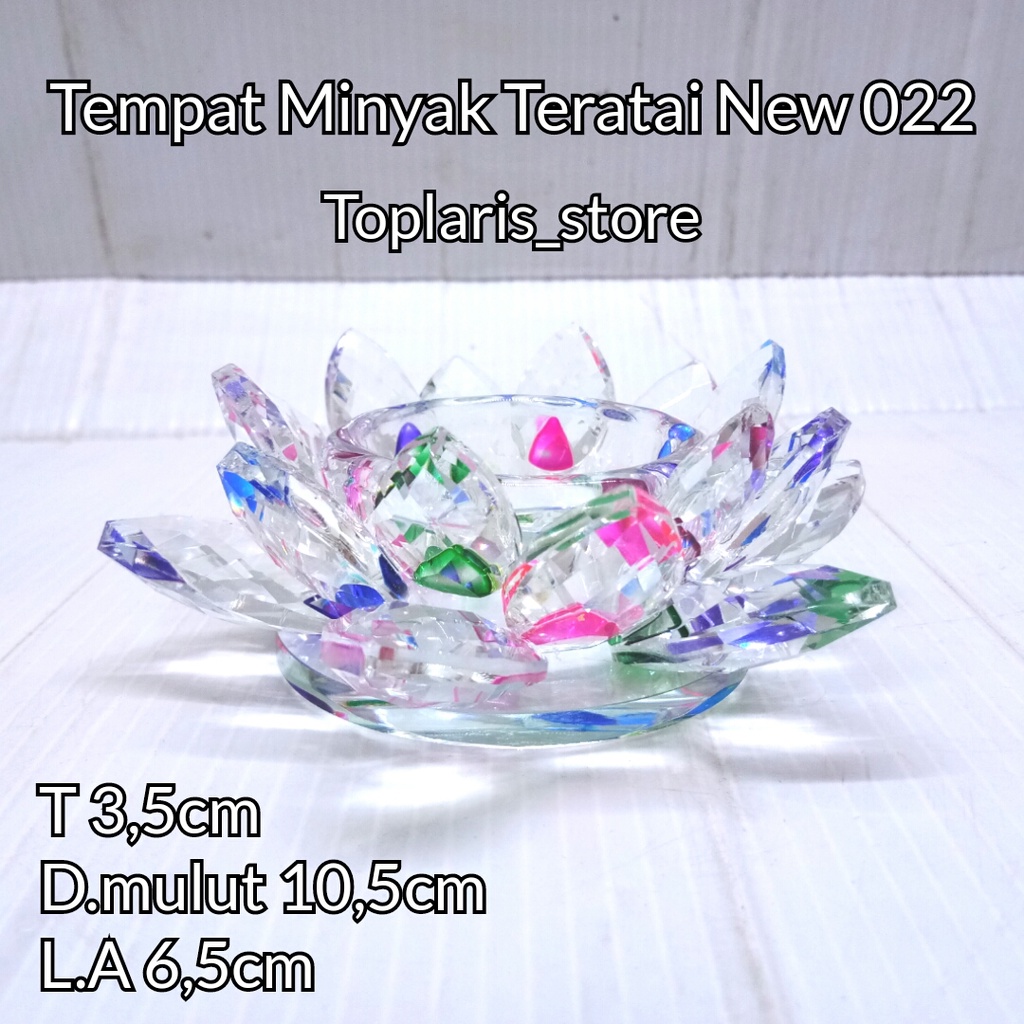 Tempat Lilin Kaca Kristal Teratai 7 Warna New 022