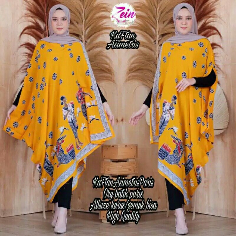 Restock Dress Batik Katun Paris Kaftan Batik Asimetris Ori Zein Asli Batik Solo
