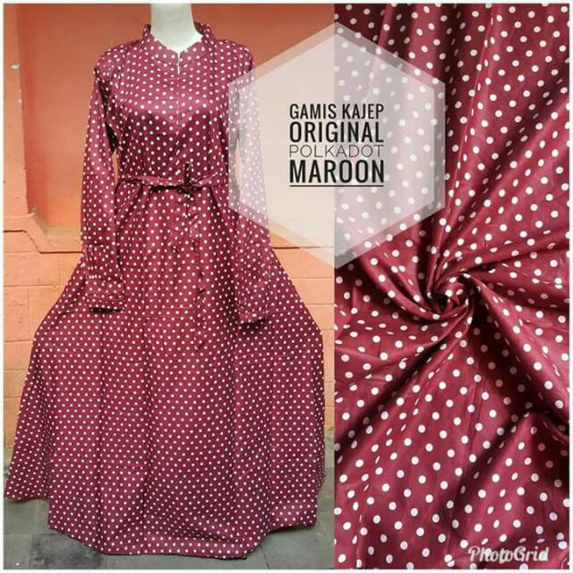 Gamis Katun Jepang ORI "Polkadot Maroon"