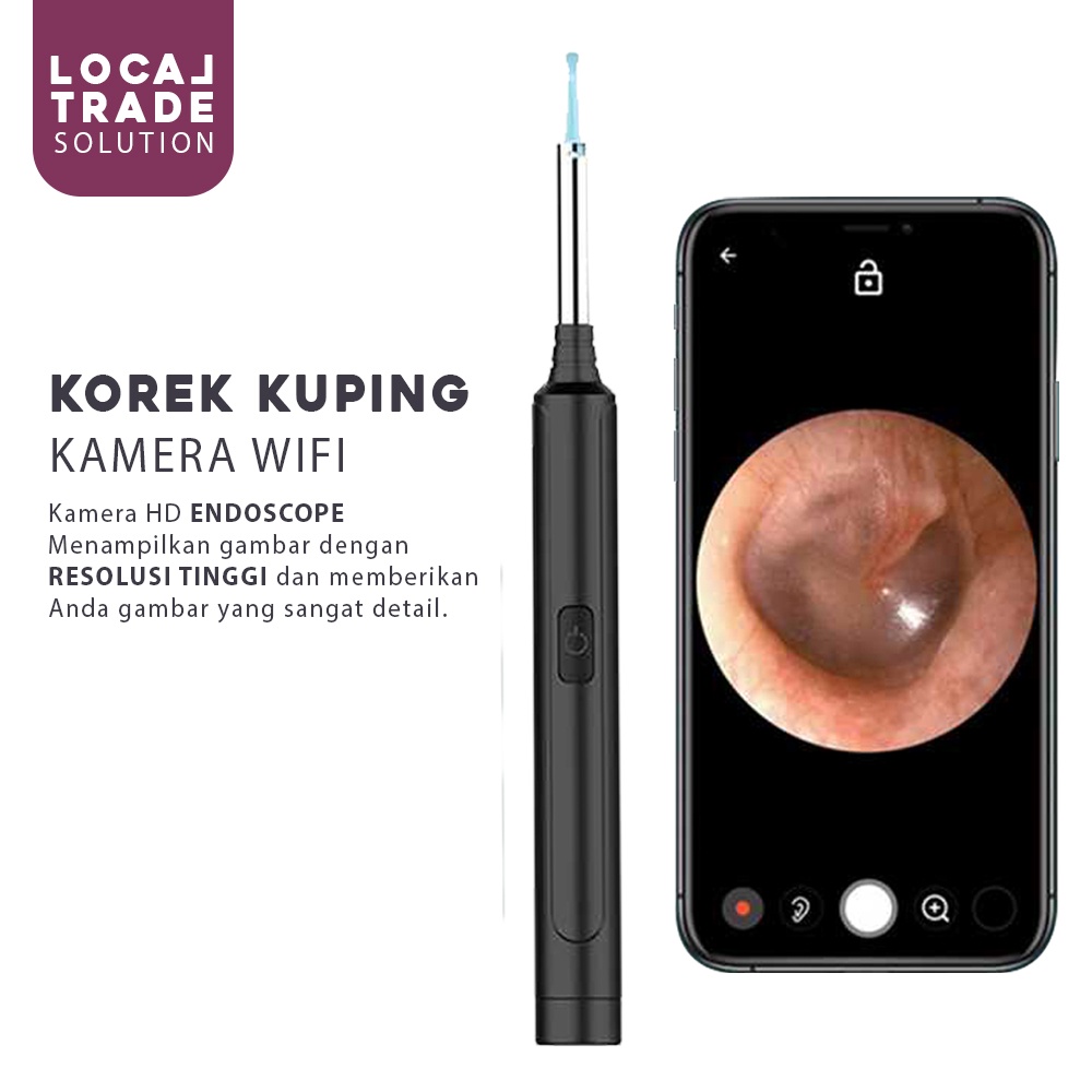 Pembersih Telinga Endoscope Smart Visual Camera Wifi Korek Kuping Medical Earpick Wax Picker Rechargeable