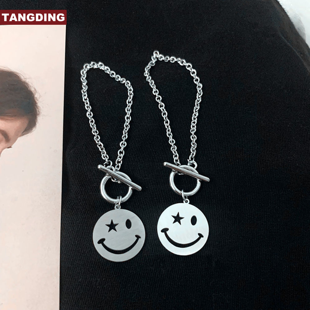 【COD Tangding】Smiley Face Bracelet Female Silver Color New Wild Bracelet