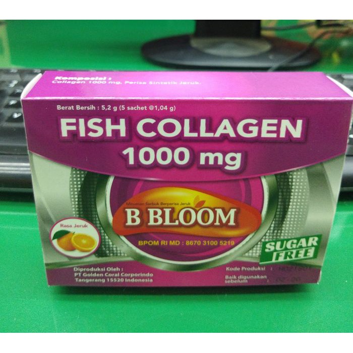 Fish Collagen 1000 Mg B Bloom Rasa Jeruk 1 Box Isi 5 Sachet Indonesia