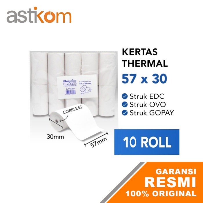 

Kertas kasir Thermal lite Blueprint 57x30mm 1 Pack Isi 10 Roll