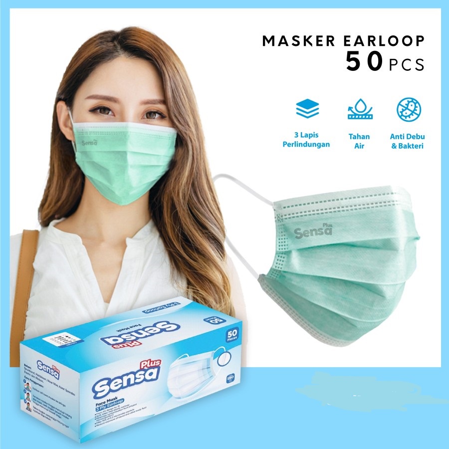 Masker SENSA PLUS Earloop 3ply isi 50 pcs