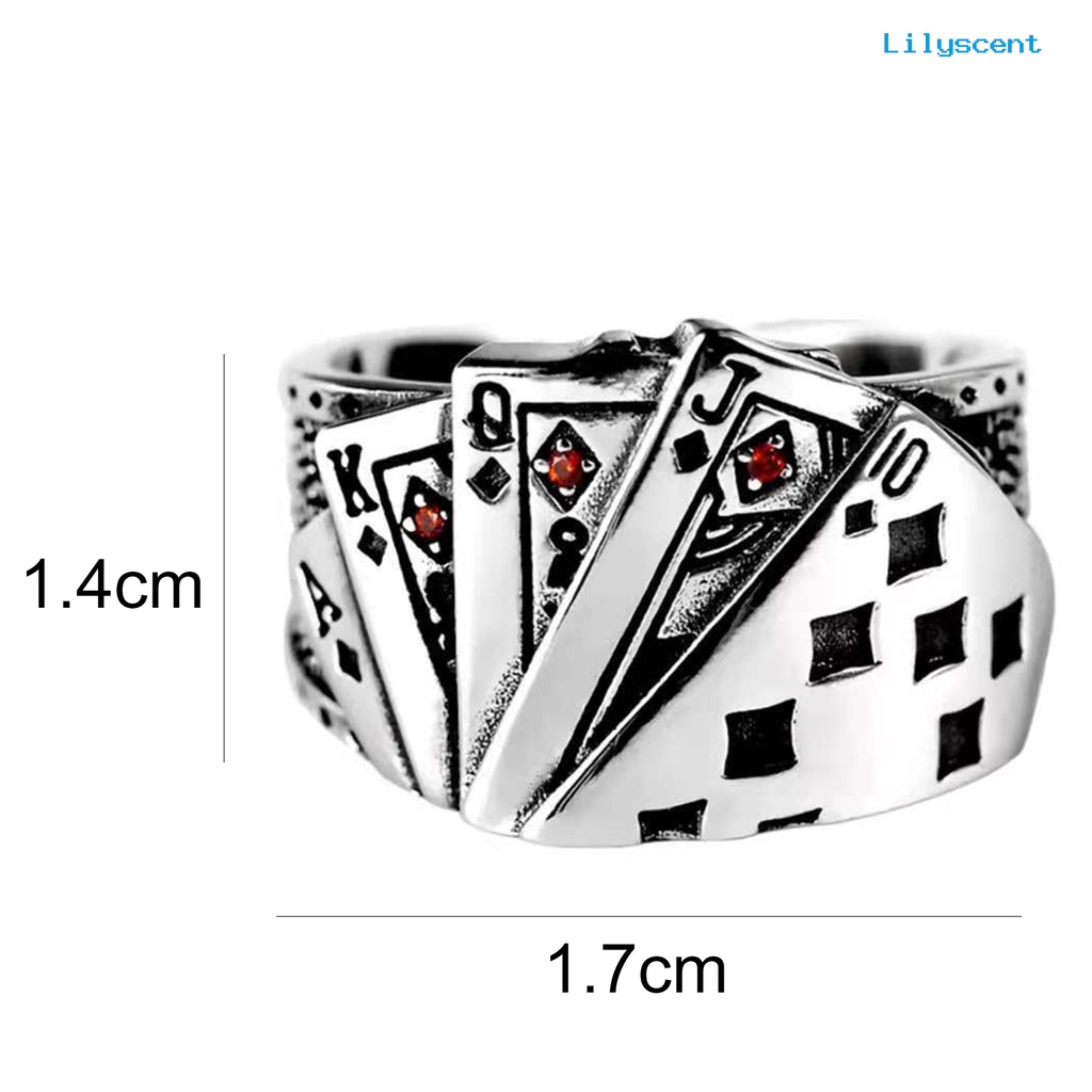 Ls Cincin Terbuka Adjustable Model Kartu Poker Ukir Retro Untuk Unisex / Pria / Wanita / Pesta