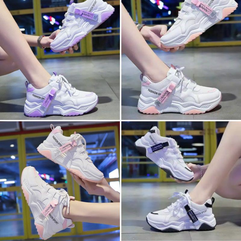 BISA COD/BAYAR DITEMPAT AS700 Sneakers Sepatu Sneakers Wanita Cewek Perempuan Import Korea Wanwo - S