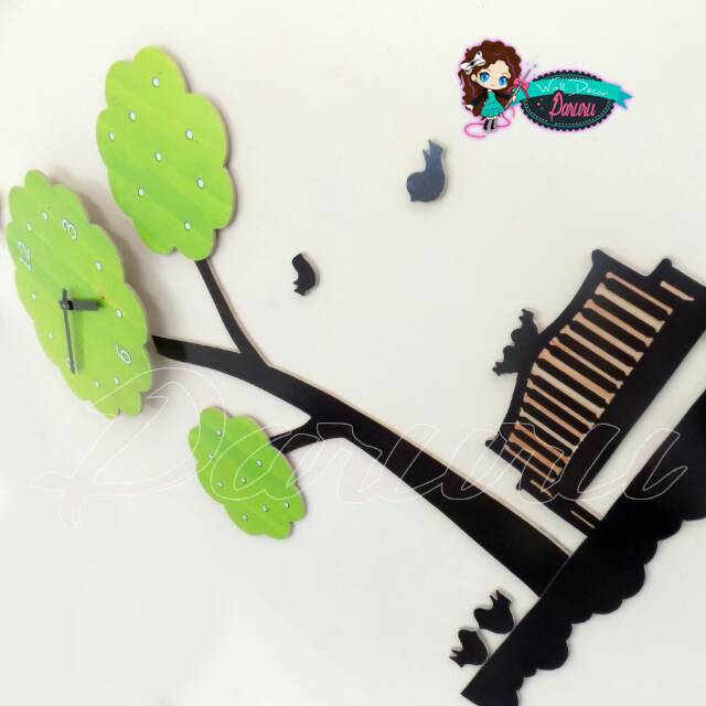 Jam dinding unik lucu - DIY wall clock tree