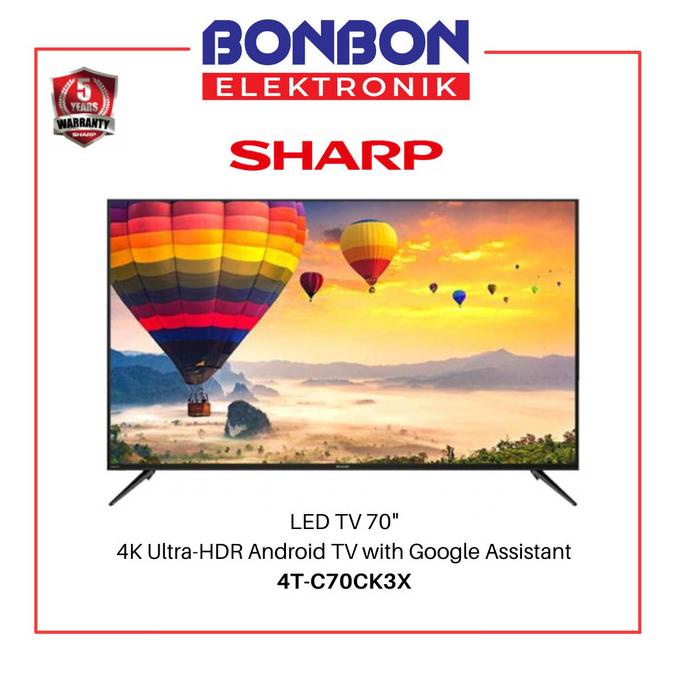 Sharp LED TV 70 Inch 4T-C70CK3X / 70CK3X Smart Android TV UHD 4K HDR