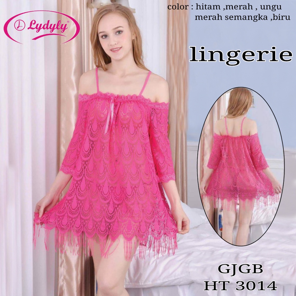 LYDYLY Baju Tidur Lingerie Sexy dan GString Satin / Lingerie Sexy Bahan Lace Orisinil