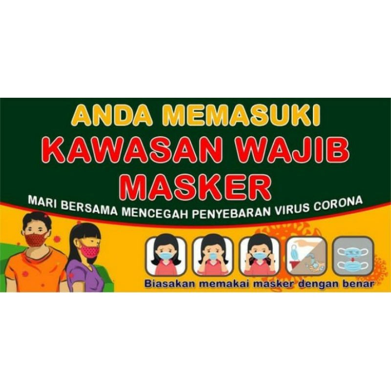 banner fleksi 2x1 kawasan wajib masker