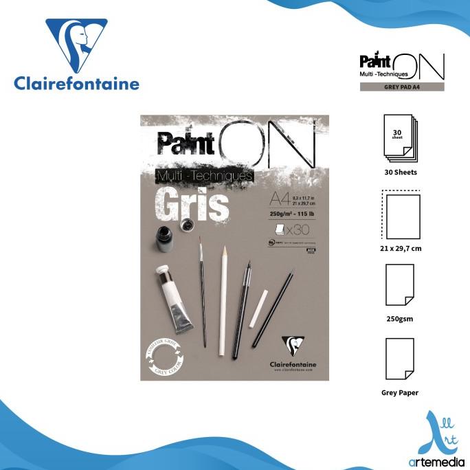 

Kertas Gambar Clairefontaine Paint On A4 Grey Multi Technique Pad