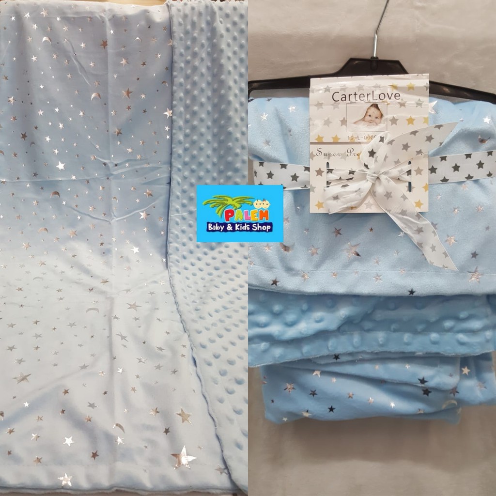 carterlove selimut double flecee cotton face - selimut bayi polkadot motif 108514