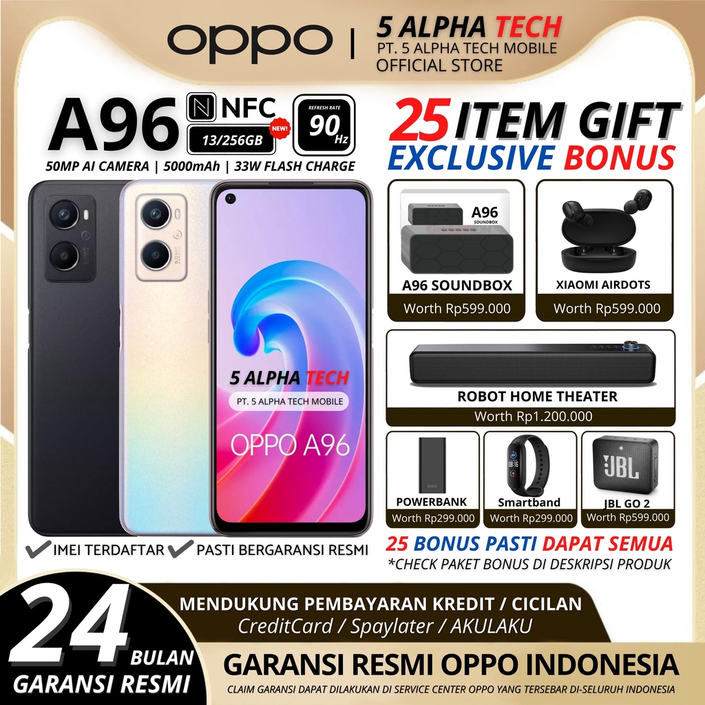 OPPO A96 NFC 13/256GB ( 8GB + 5GB EXTENDED RAM ) GARANSI RESMI OPPO