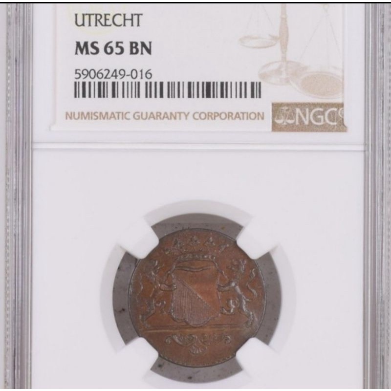 NGC MS 65 duit 1786 Utrecht koin tembaga
