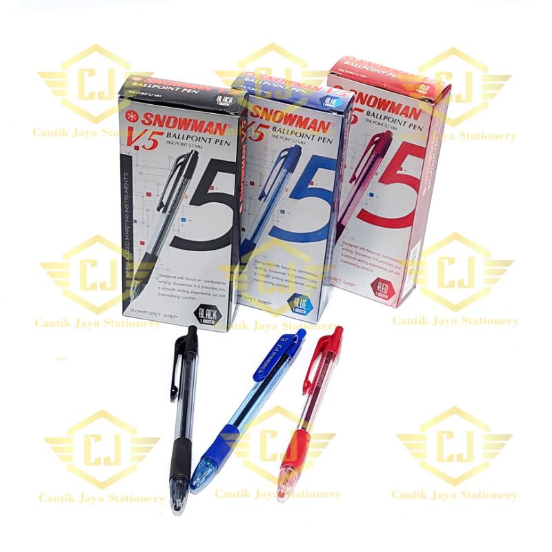 

[1 BOX / 12 PCS] Ballpoint Cetek Pulpen Snowman V5 Semi-gel ink 0.7mm