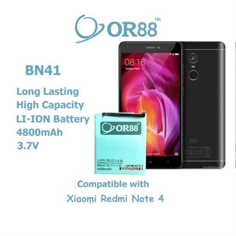 BATTERY BATERAI DOUBLE POWER FOR XIOAMI REDMI NOTE 4 (BN41) ORIENS88