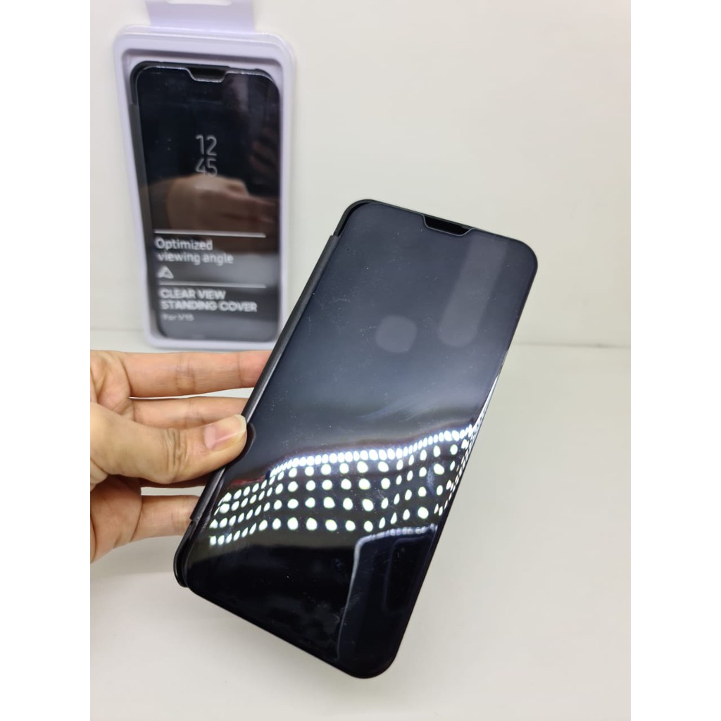 Flip Mirror Vivo V15 6.53 inchi Clear View Standing Cover VIVO V15 AUTOLOCK