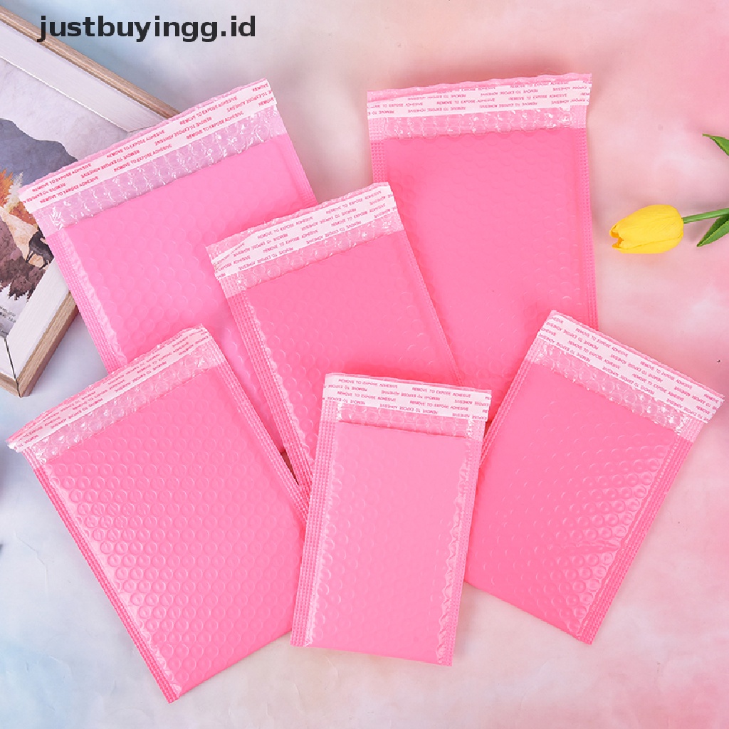 10pcs Kantong Bubble Bahan Plastik Warna Pink Untuk Pengiriman