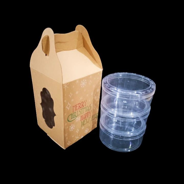 

( 5 Pcs ) Kardus Kuker Natal Dus Jinjing Isi 3 Toples 500 Gr Box Tenteng Motif Merry Christmas Packaging Kotak Hampers