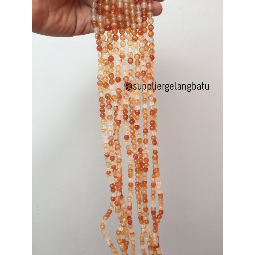 Carnelian Putih Orange Natural Stone Batu Perhiasan Fashion 6mm Akik Bacan Renteng Natural Akik Kayu