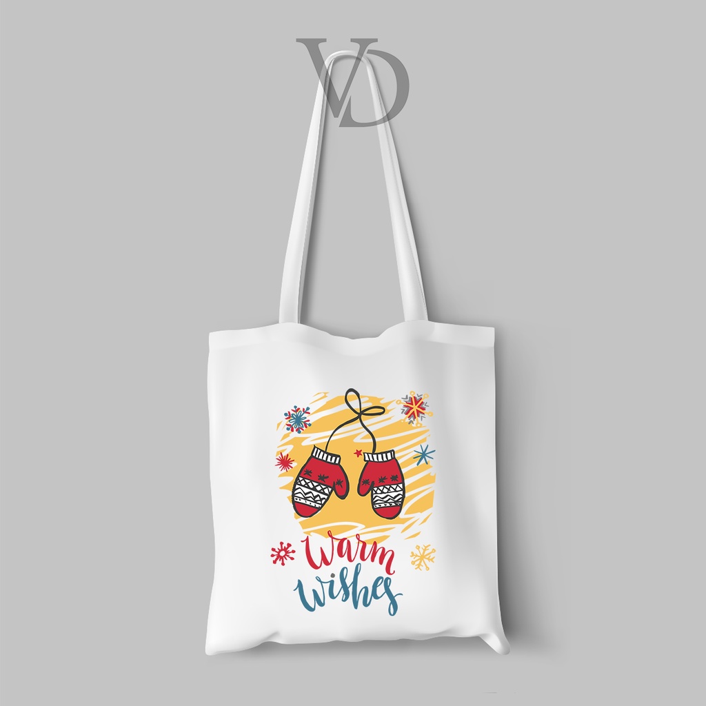 tote bag kanvas natal edisi 2022 / tas belanja gambar christmas versi 2 / totebag cute