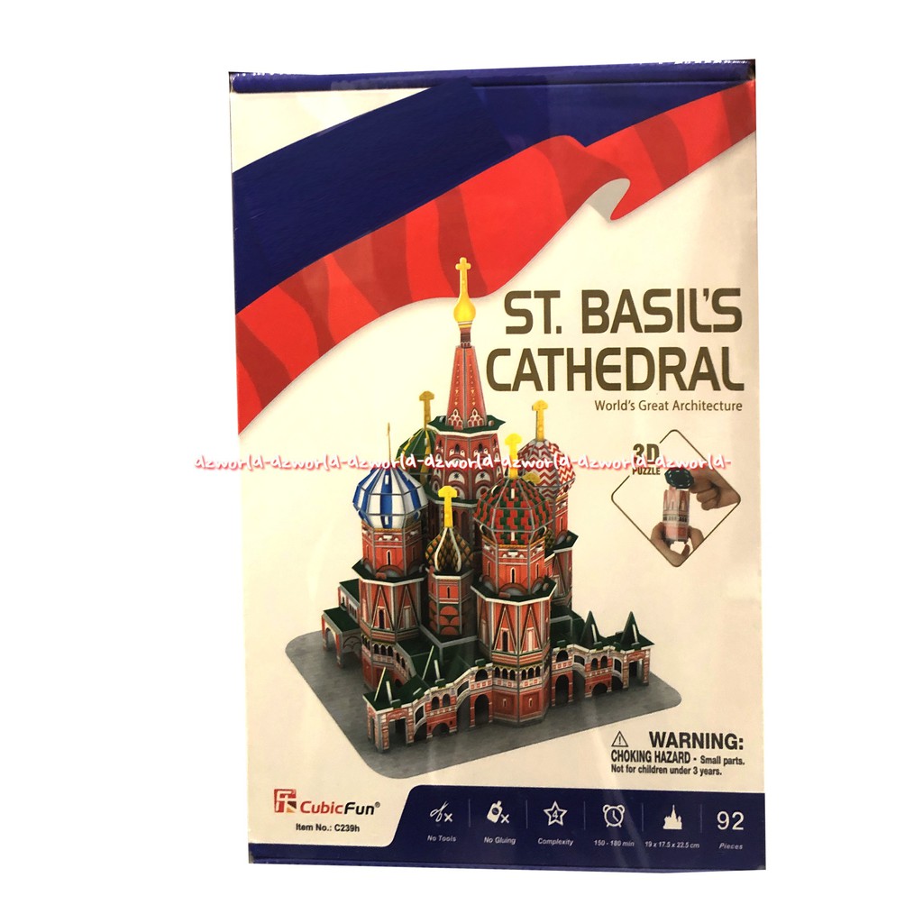 CubicFun St Basil's Cathedral 3D Puzzle 92 Keping Mainan Susun