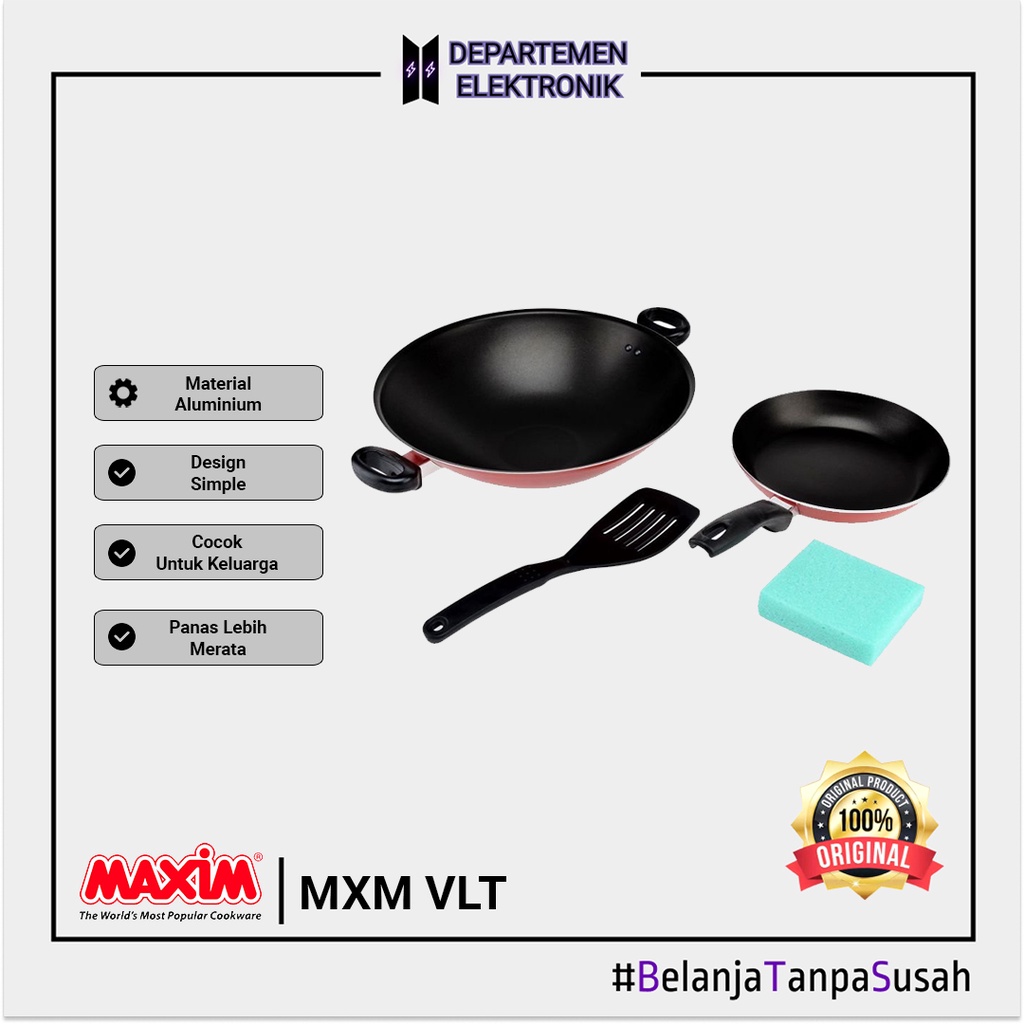 MAXIM Valentino Wajan Teflon Set 2 - Red Black MURAH BANGET / GARANSI RESMI