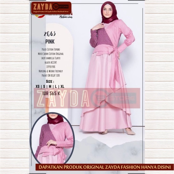 Gamis Remaja Kekinian / Gamis Wanita Cantik / Gamis Zayda ZG63 Pink