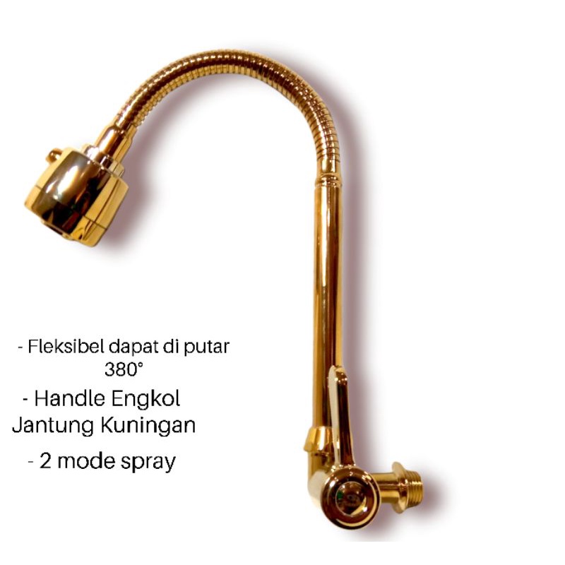 Kran Cuci Piring Gold Flexible Gold Kepala 2 Mode Semburan Air