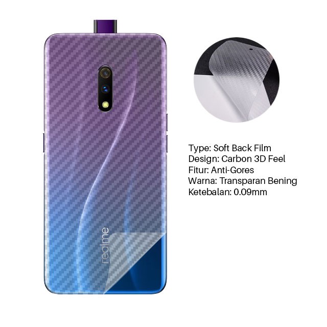 Garskin Carbon Realme X / Oppo K3 Premium Back Screen Protector Pelindung Belakang HP