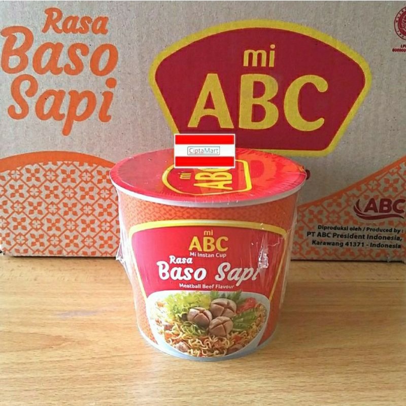 Mie Instant Cup ABC Baso Sapi 12 x 60gr ( 1 dus )