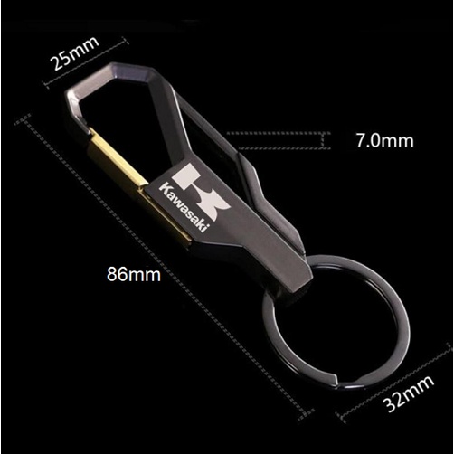 Keychain Gantungan Kunci Motor Mobil Logo KAWASAKi Bahan Paduan Alloy Logam Black Gold Cocok Untuk M