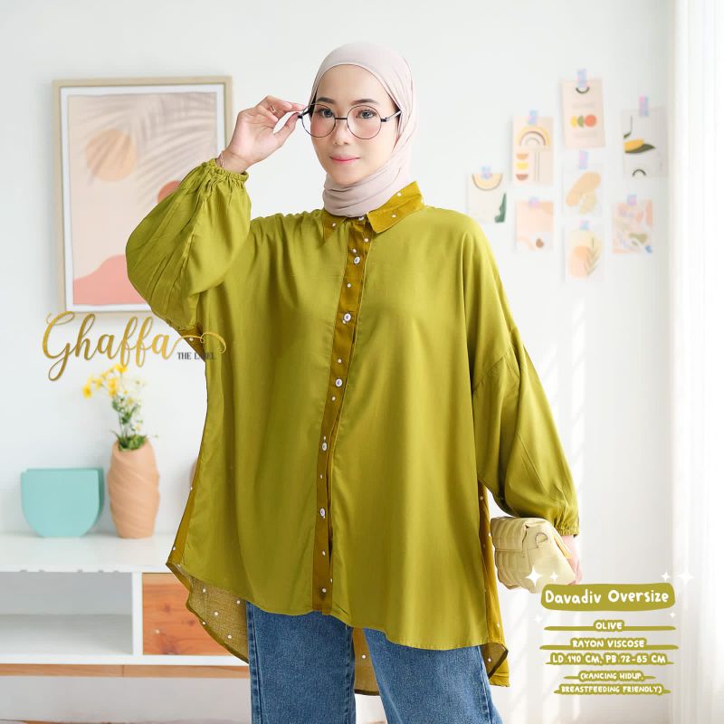 Blouse motif muslimah kekinian Davadiv blouse by ghaffa the label