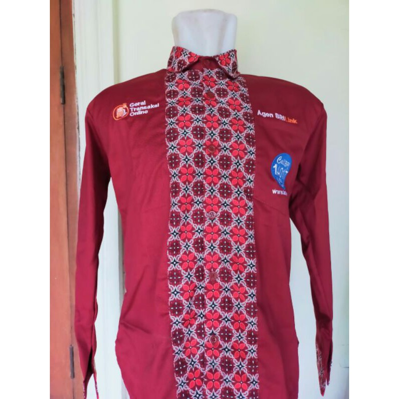 Kemeja Agen Brilink Maron batik seragam agenbrilink maron batik Bahan premium